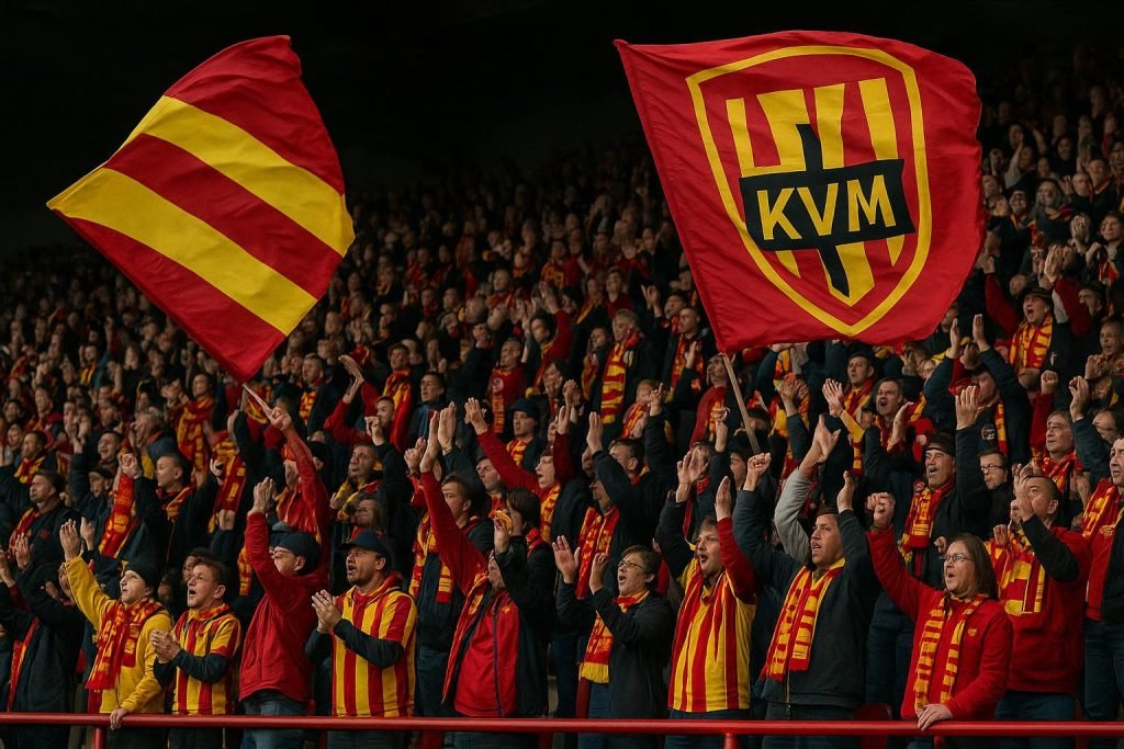 kv-mechelen-ambitie-top-zes-play-off-1-lagast Supporters van KV Mechelen op de tribune Achter de Kazerne tijdens een wedstrijd