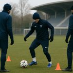 Trainingsbeeld van Paris FC in transfercontext, zonder herkenbare gezichten
