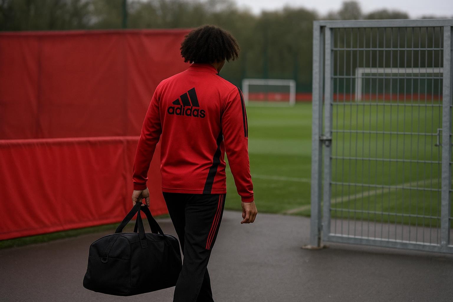 Joshua Zirkzee in een trainingscontext bij Manchester United, zonder herkenbare gezichten