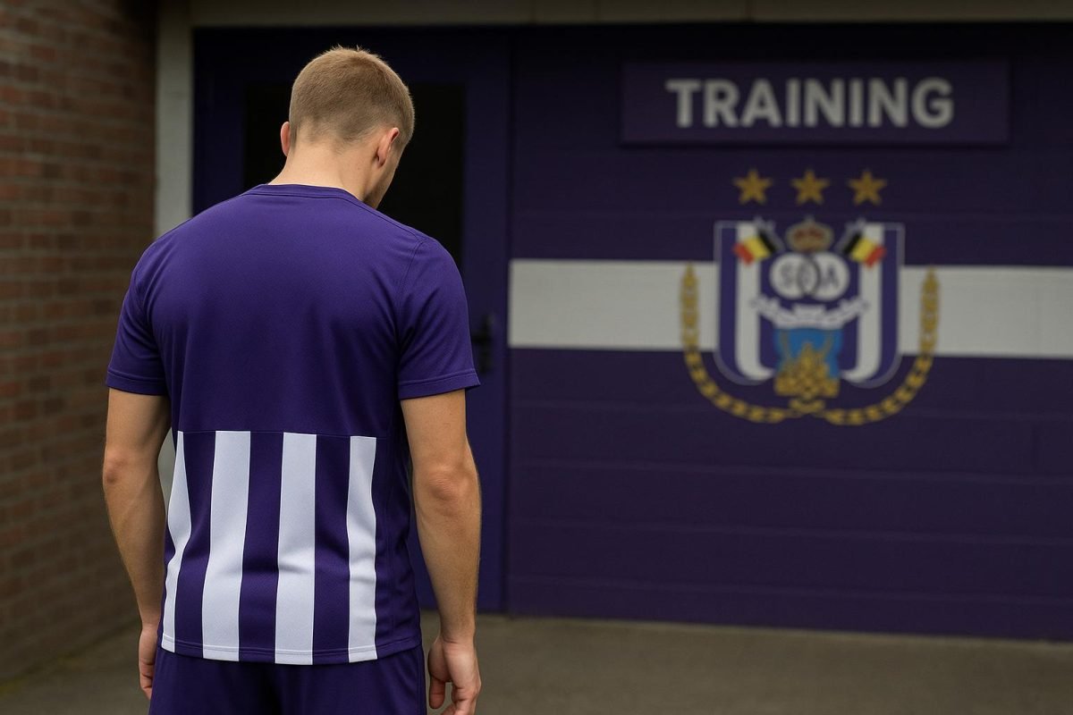 Mats Rits in Anderlecht-tenue in een context rond RSCA Futures en de wintermercato