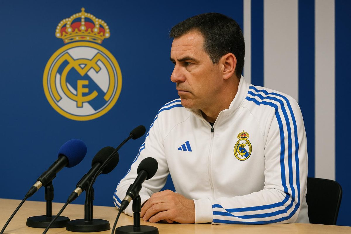 Omgeving rond Real Madrid met persmoment, zonder herkenbare gezichten