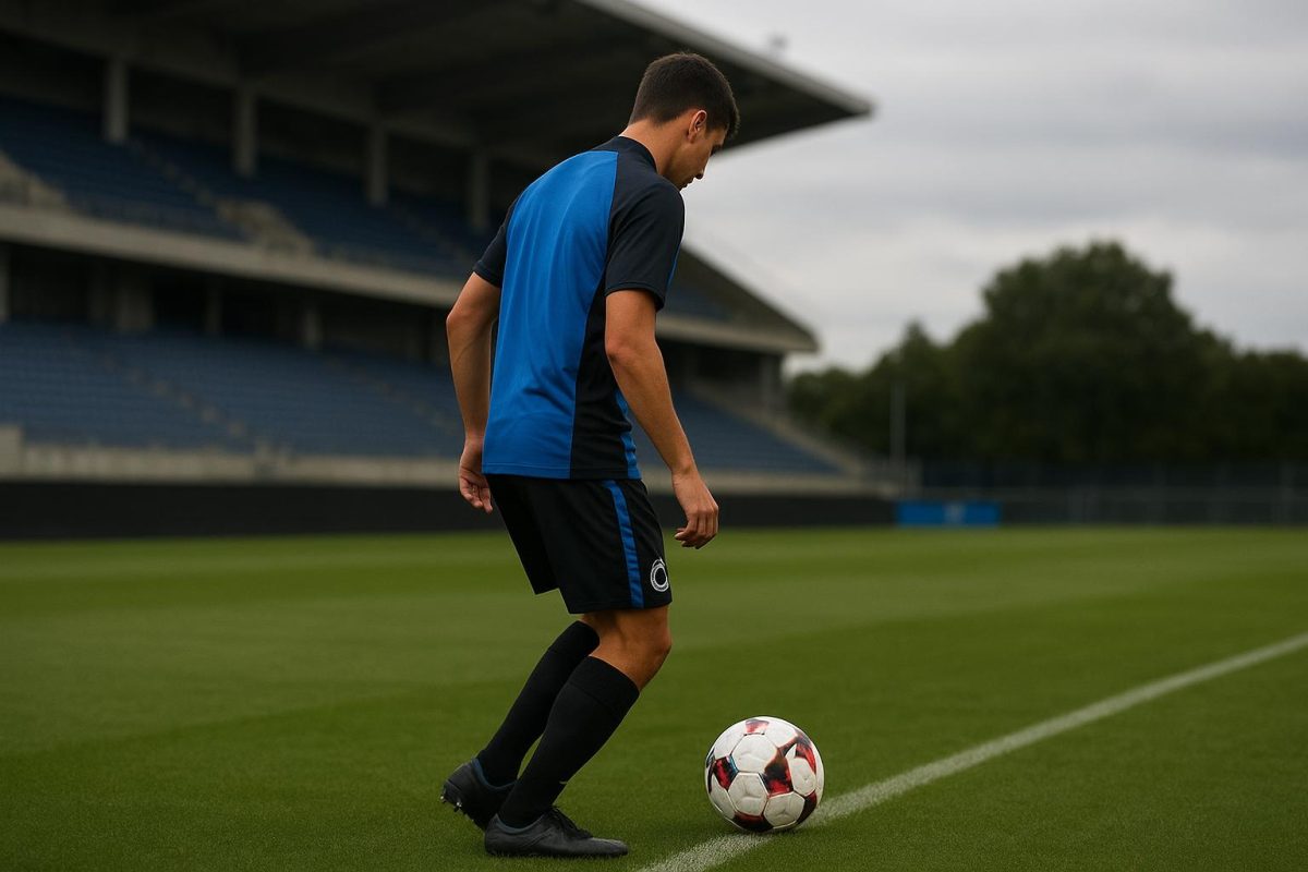 Sfeerbeeld van een flankaanvaller op training, gelinkt aan Club Brugge en Napoli