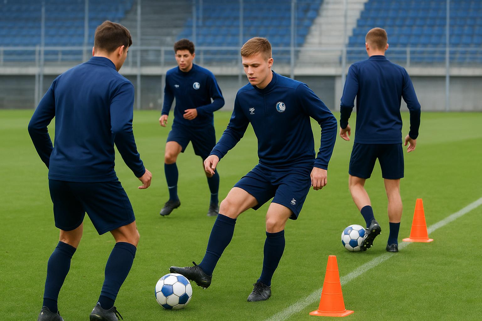 Jeugdspelers van KAA Gent op training in Gent