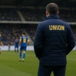 David Hubert langs de zijlijn bij Union Saint-Gilloise na de 1-0 tegen KV Mechelen