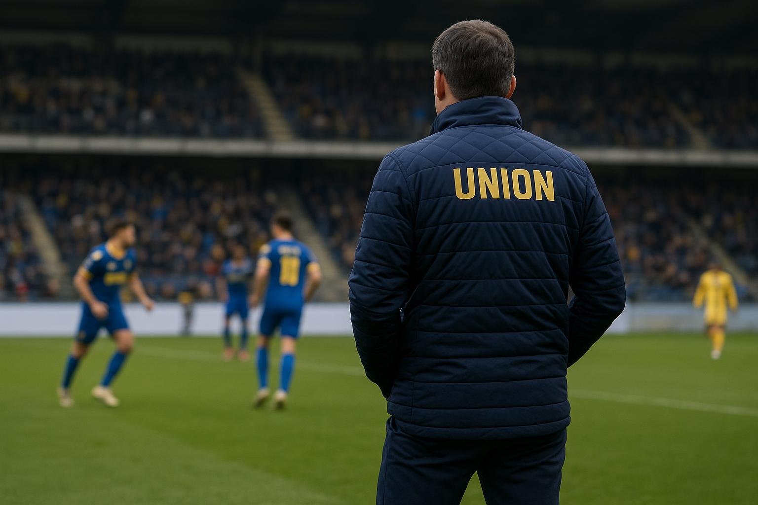 David Hubert langs de zijlijn bij Union Saint-Gilloise na de 1-0 tegen KV Mechelen