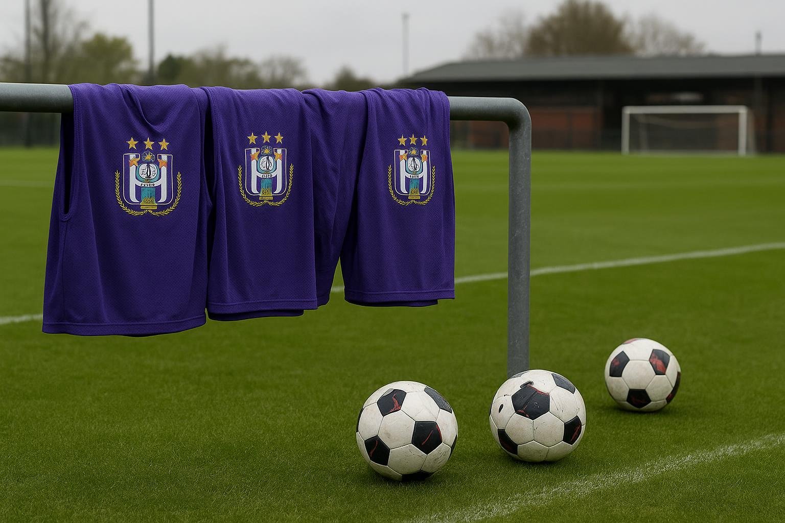 Trainingmoment bij RSC Anderlecht met focus op de defensie, zonder herkenbare gezichten