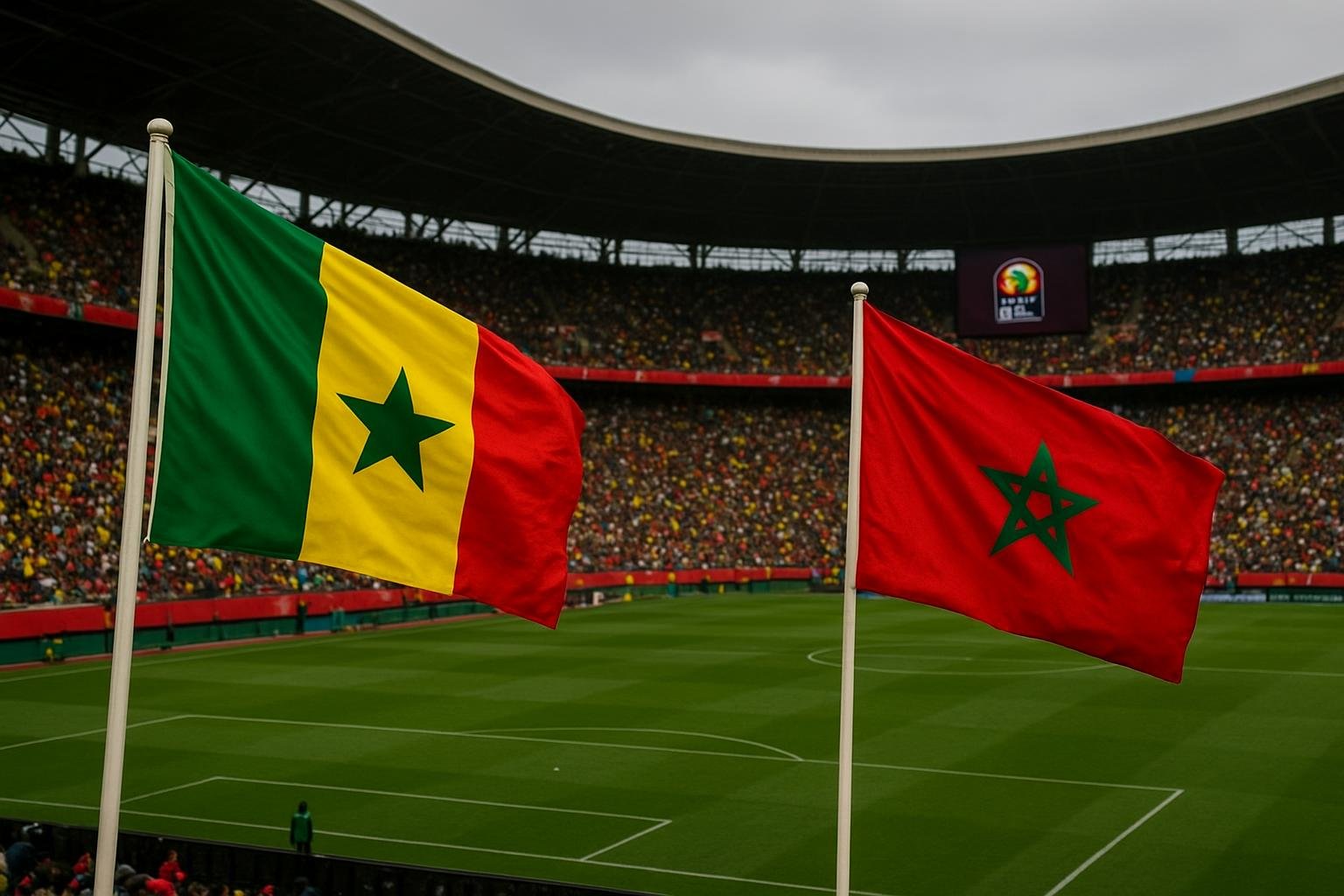 Stadionsfeer rond de Afrika Cup-finale tussen Senegal en Marokko