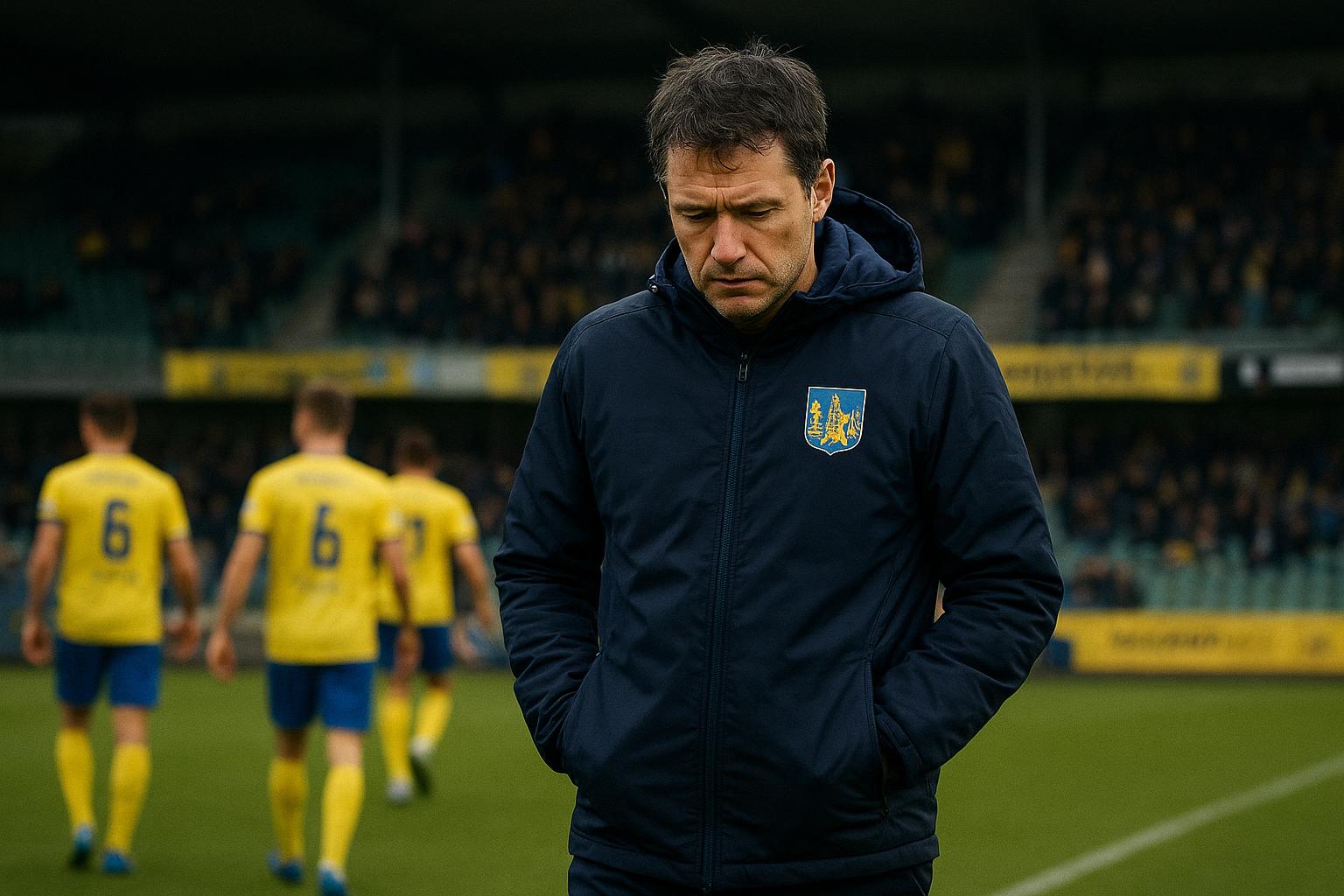 Issame Charaï oogt ontgoocheld langs de zijlijn tijdens Westerlo tegen Cercle Brugge in het Kuipje