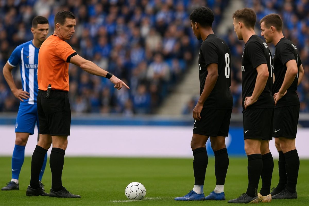 Discussiefase rond de penalty voor KAA Gent tegen Anderlecht met VAR en scheidsrechter Lawrence Visser