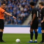 Discussiefase rond de penalty voor KAA Gent tegen Anderlecht met VAR en scheidsrechter Lawrence Visser