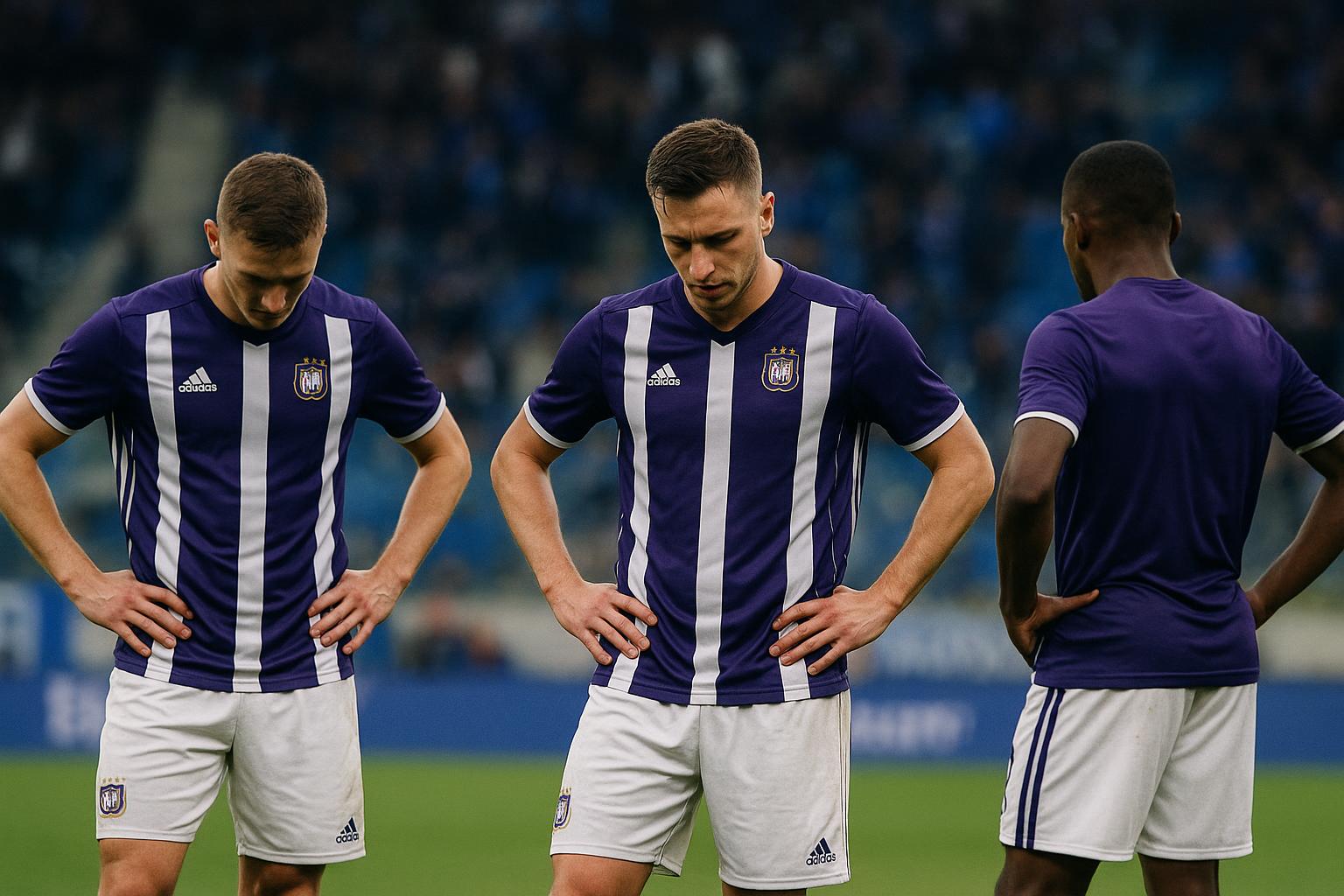 Spelers van Anderlecht na de nederlaag bij KAA Gent in het stadion