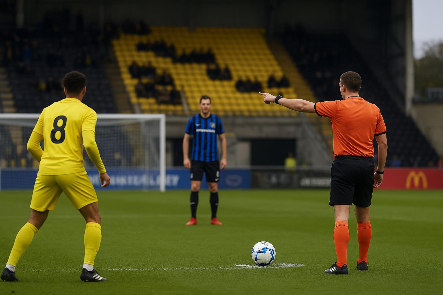 Spelmoment in Lokeren tegen Club NXT met discussie rond een strafschop in de slotfase