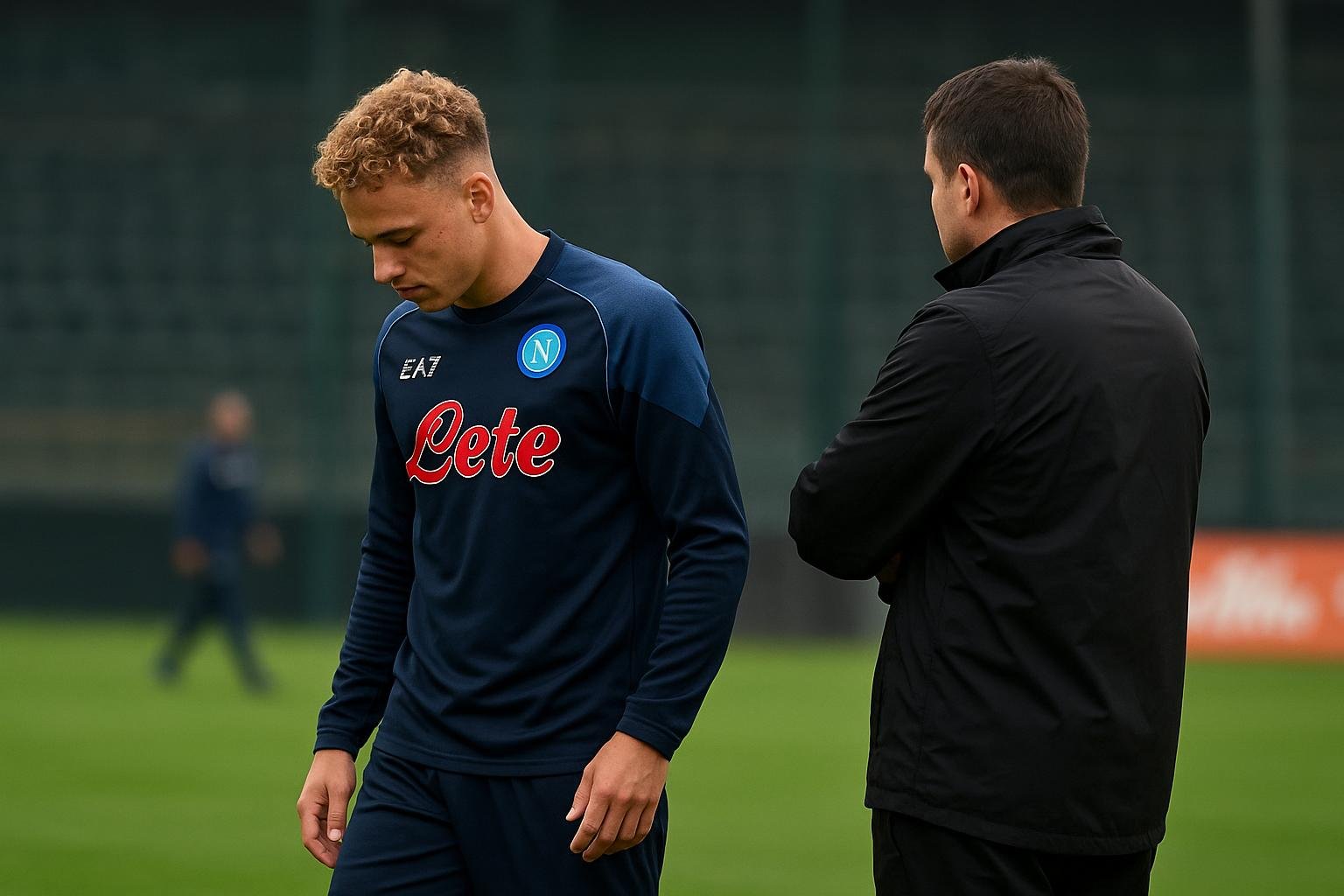 Noa Lang in Napoli-tenue tijdens een trainingsmoment