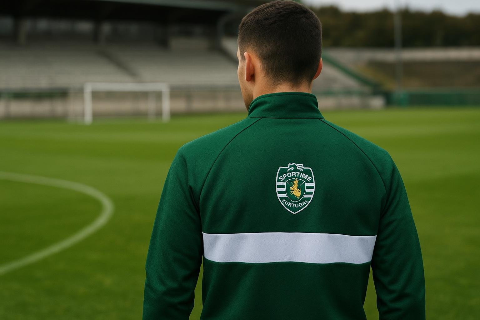 Verdediger in trainingsoutfit van Sporting Portugal op het oefenveld, in transfercontext