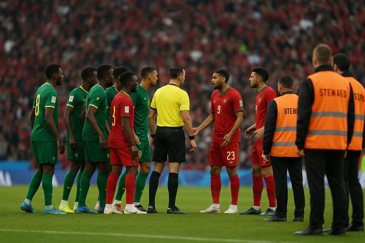 Grimmige sfeer rond het veld tijdens de finale van Senegal tegen Marokko op de Africa Cup