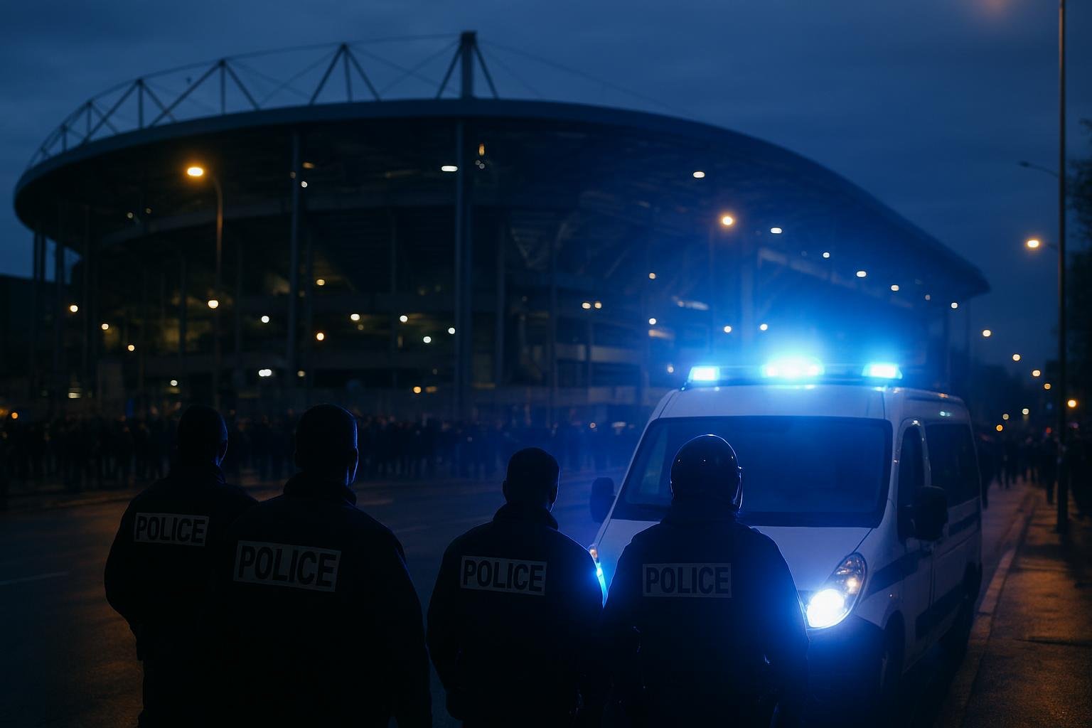 Politievoertuigen in een Brusselse straat na onrust na de Afrika Cup-finale