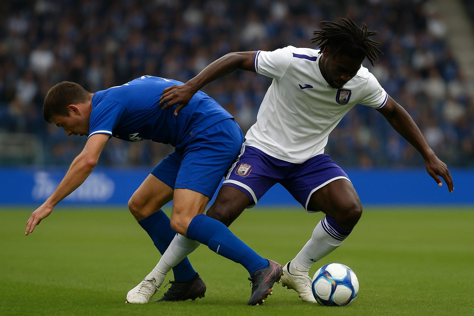Spelmoment tijdens KAA Gent tegen RSC Anderlecht, dat eindigde op 4-2.