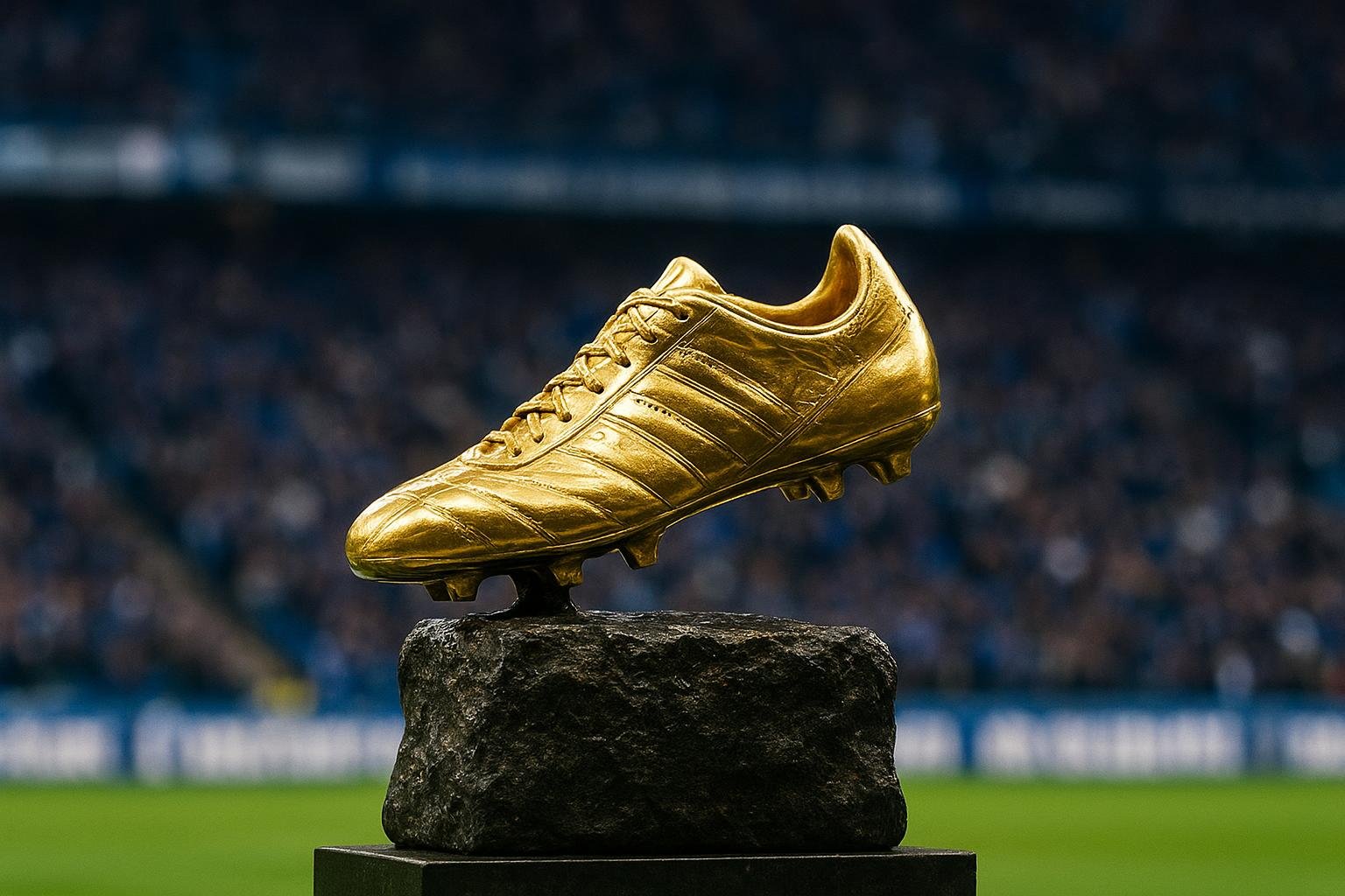 Abstract beeld van een voetbalprijs in gouden tinten