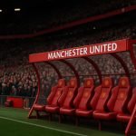 Abstract beeld van Manchester United stadion tijdens een wedstrijd