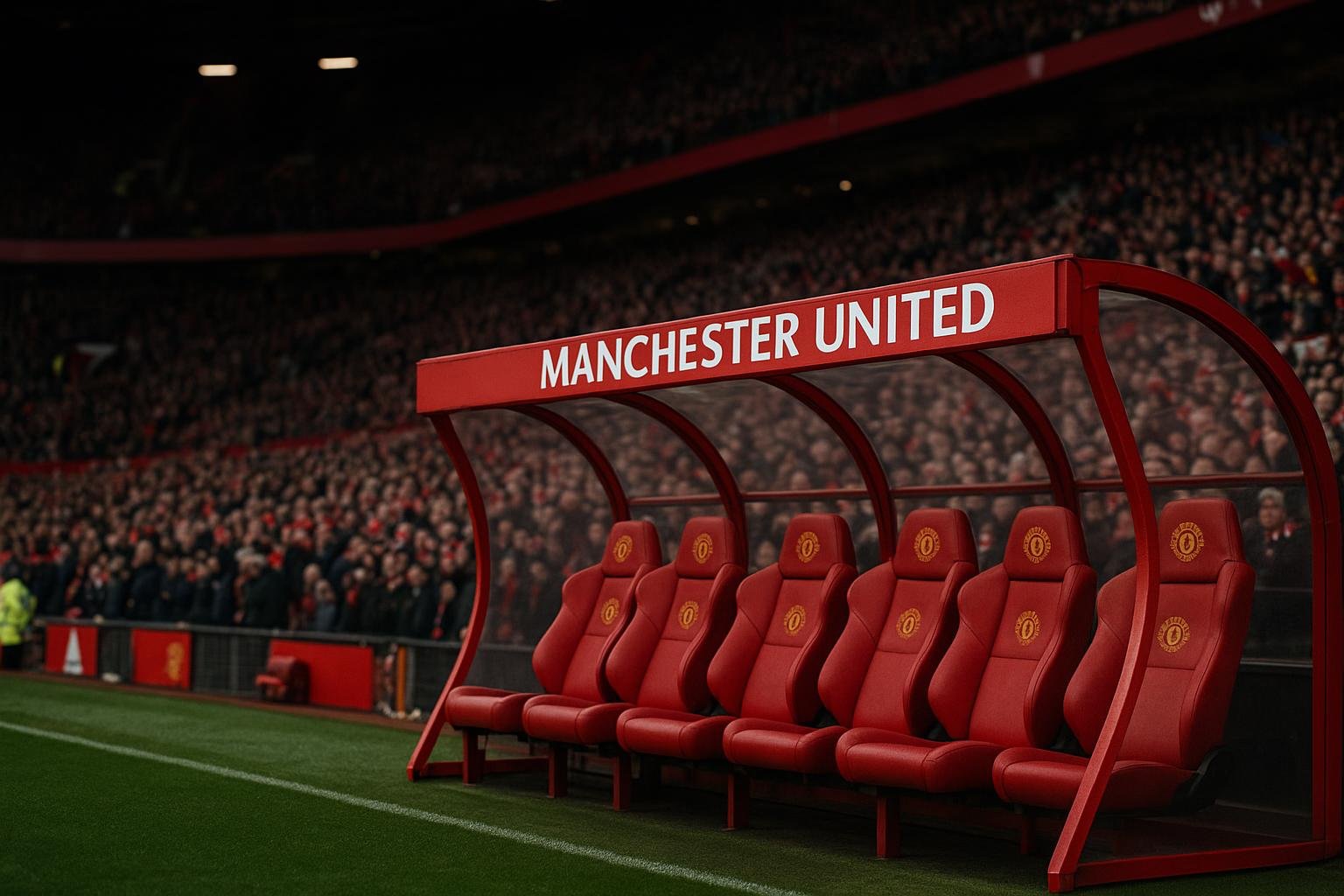 Abstract beeld van Manchester United stadion tijdens een wedstrijd