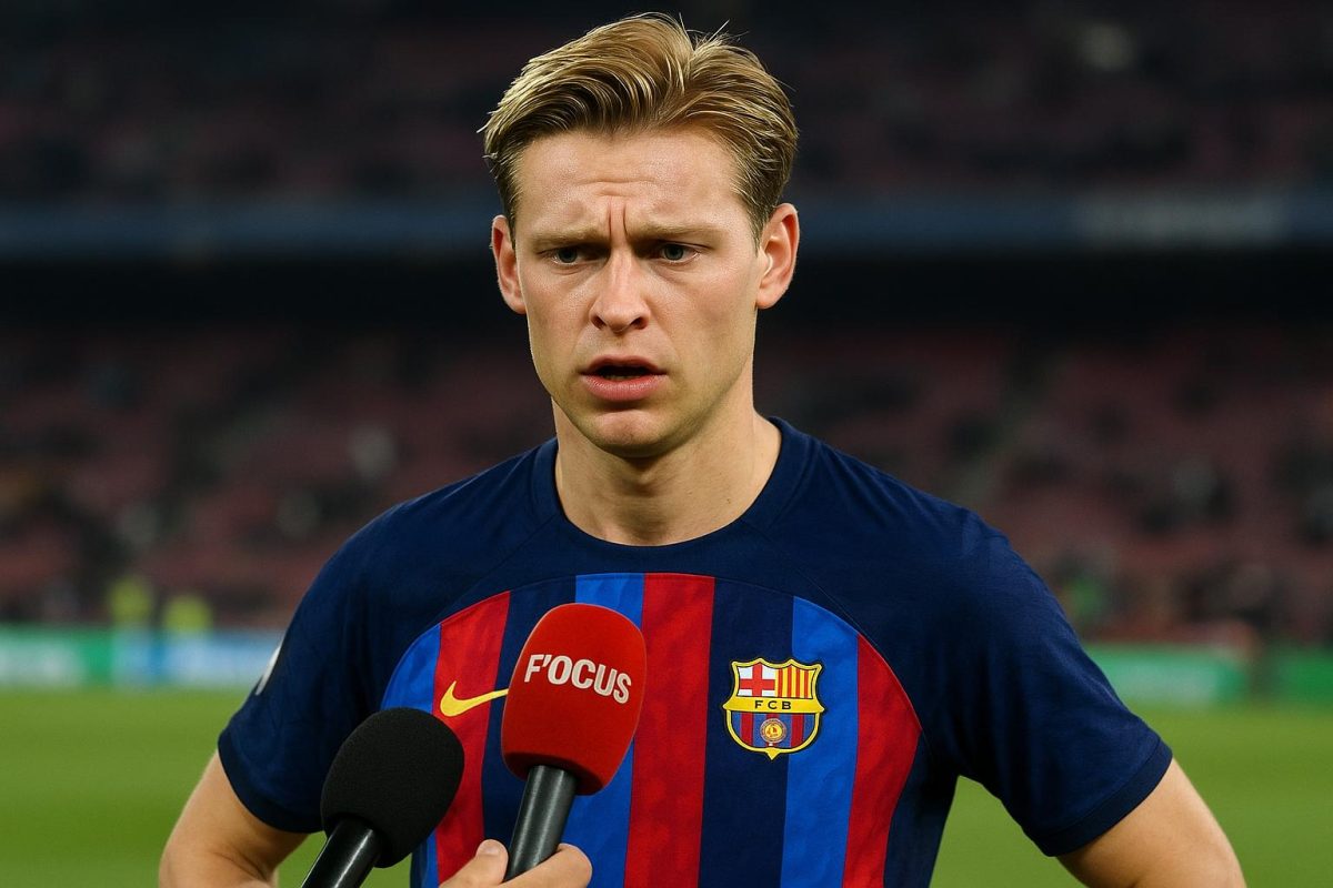 Frenkie de Jong van FC Barcelona reageert na afloop van de wedstrijd.