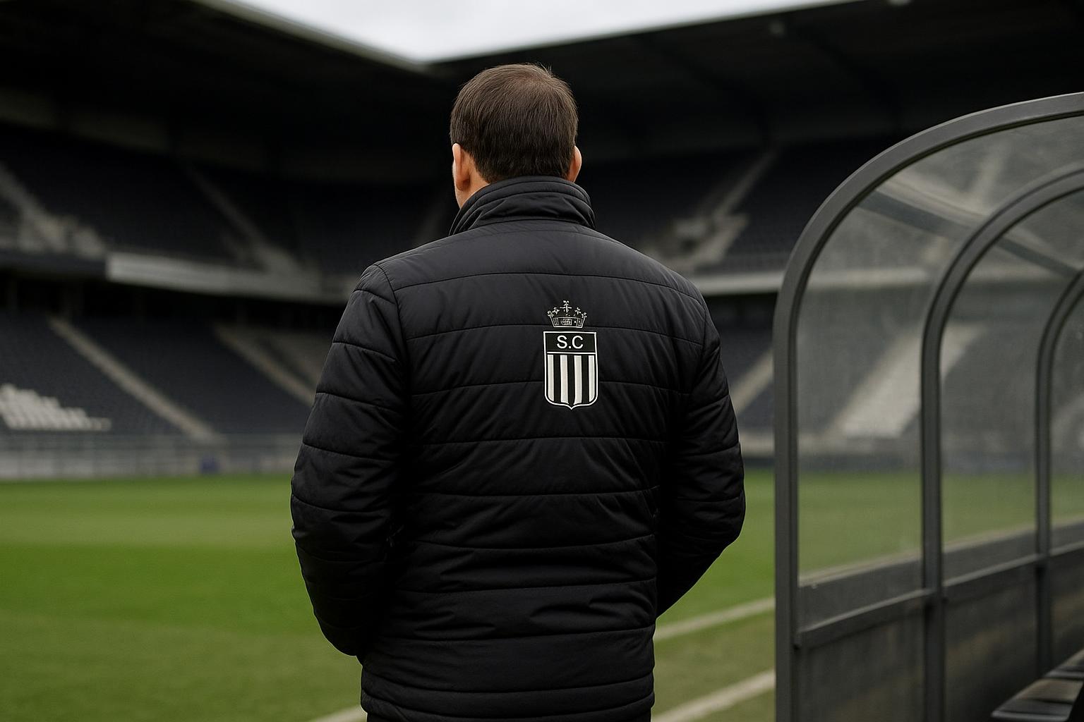 Mehdi Bayat van Sporting Charleroi tijdens een moment rond de bank in een stadionomgeving