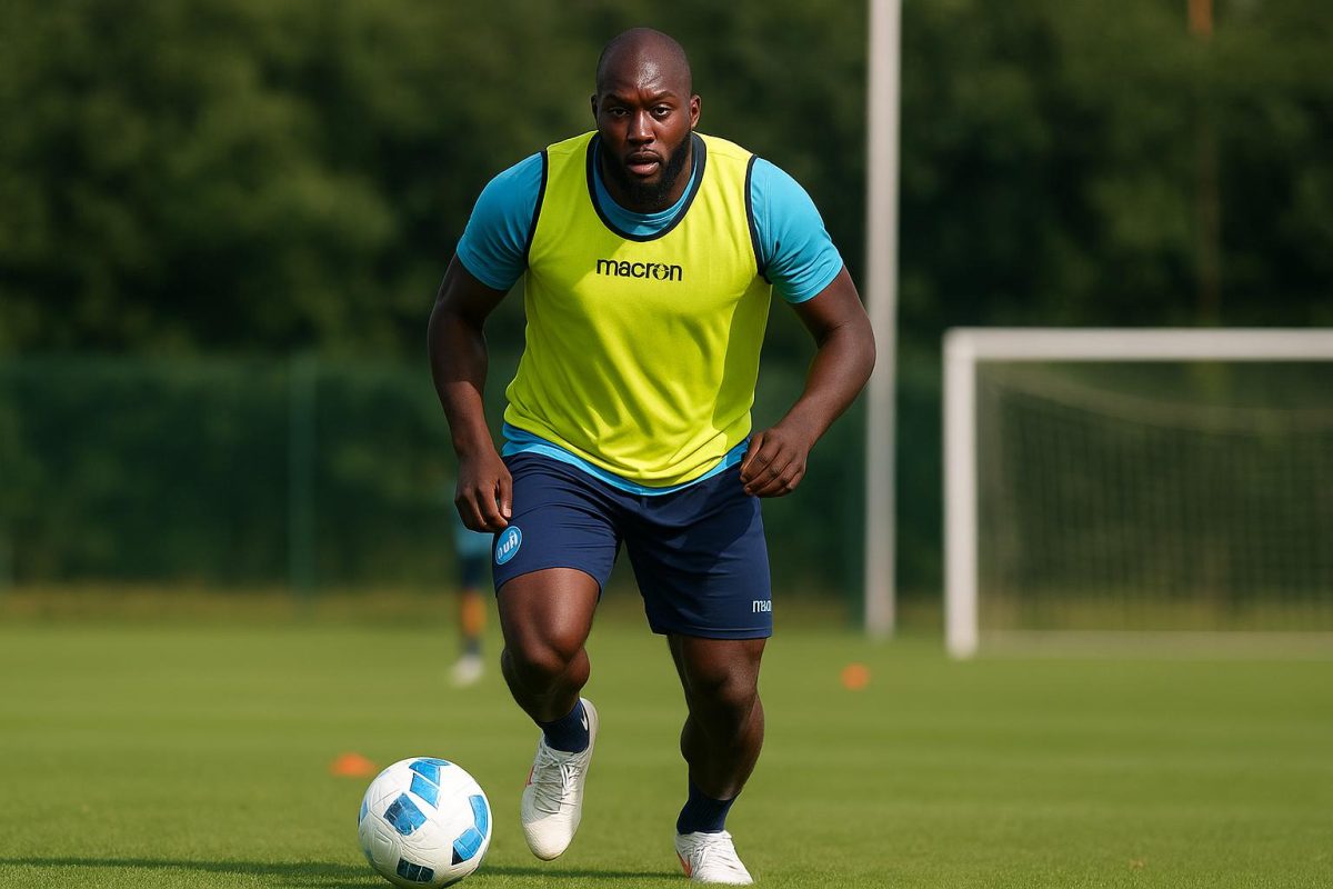 Romelu Lukaku op training bij Napoli tijdens zijn comebackperiode