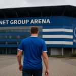 Sfeerbeeld aan de Planet Group Arena van KAA Gent, zonder herkenbare gezichten