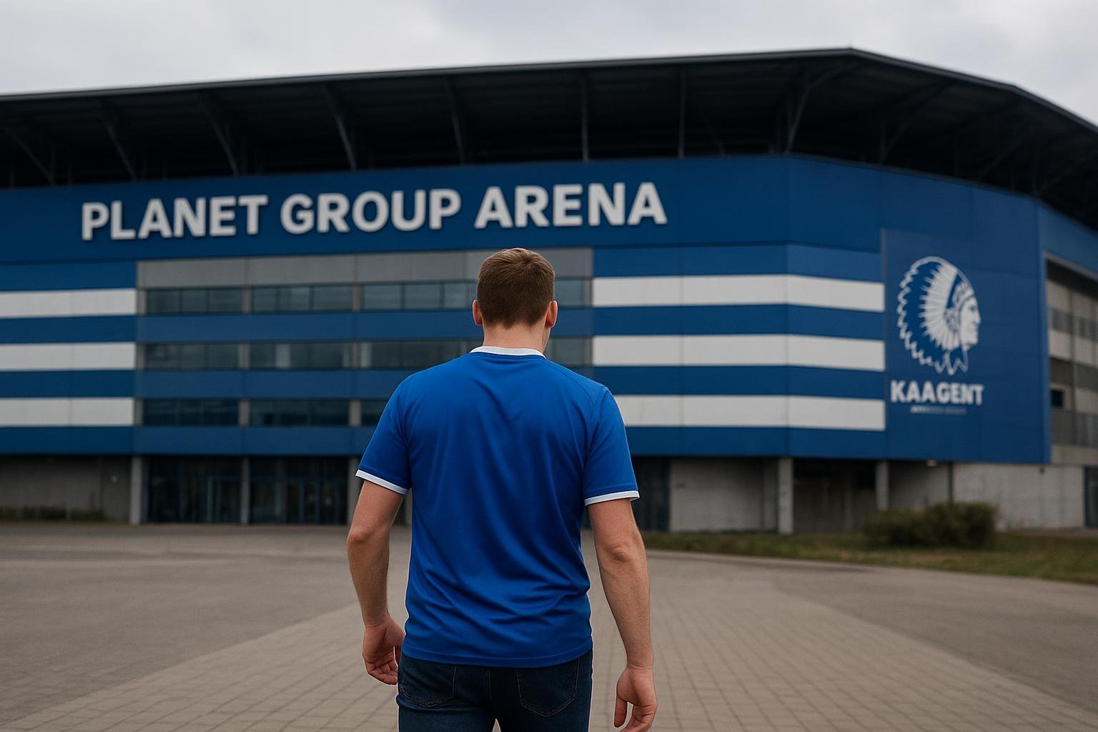Sfeerbeeld aan de Planet Group Arena van KAA Gent, zonder herkenbare gezichten