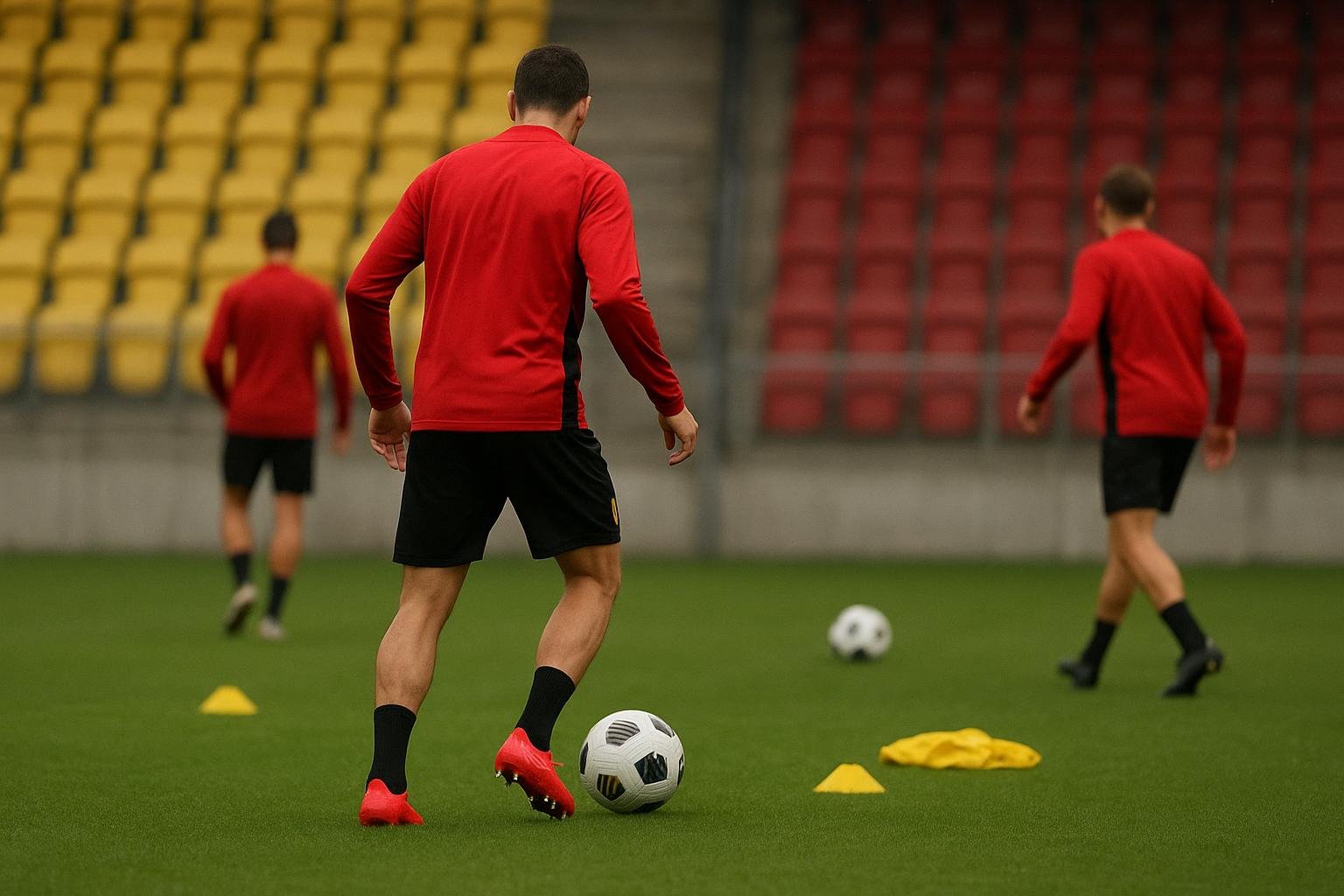 Trainingsmoment van de Rode Duivels in aanloop naar een oefeninterland