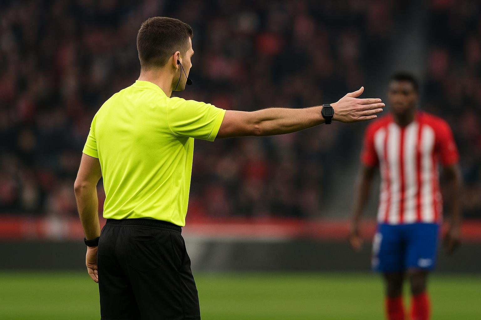 Scheidsrechter Lawrence Visser tijdens een wedstrijd in de Jupiler Pro League