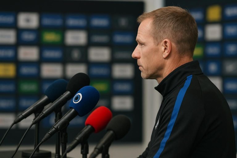 Ivan Leko tijdens een persmoment van Club Brugge in aanloop naar een Europese wedstrijd