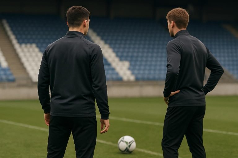 Trainingsbeeld zonder herkenbare gezichten rond een Deense spits in transfercontext