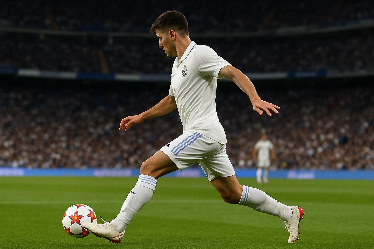 Dean Huijsen in wedstrijdcontext bij Real Madrid in het Bernabéu