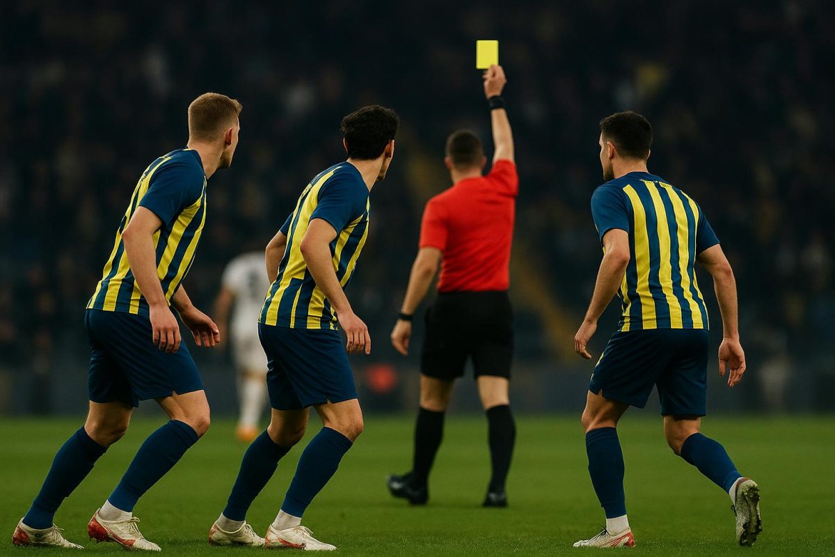 Spelers van Union Saint-Gilloise in Europese wedstrijdsfeer, met focus op spanning rond gele kaarten