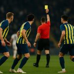 Spelers van Union Saint-Gilloise in Europese wedstrijdsfeer, met focus op spanning rond gele kaarten
