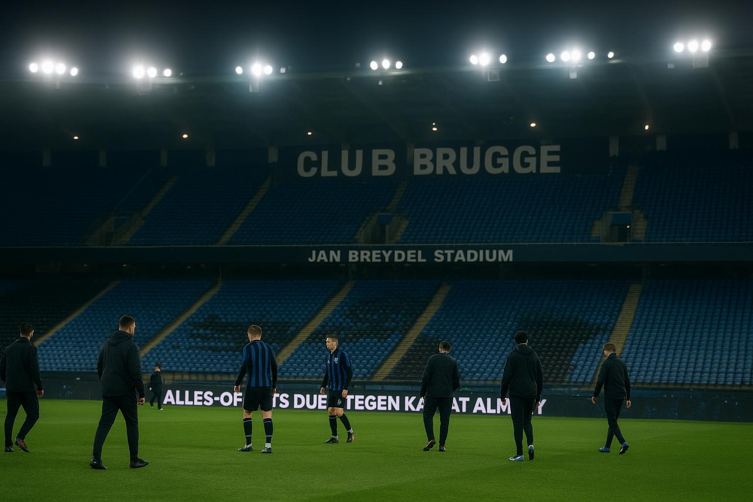 Sfeerbeeld in het Jan Breydelstadion van Club Brugge in aanloop naar een belangrijk Europees duel