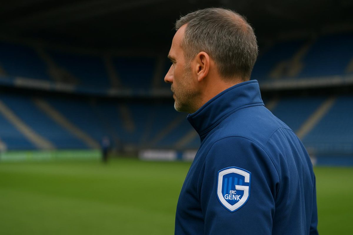 Dimitri De Condé van KRC Genk tijdens een moment in het stadion