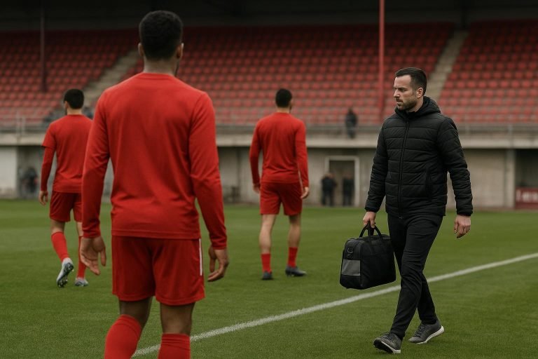 Training bij Standard de Liège met focus op het middenveld, zonder herkenbare gezichten