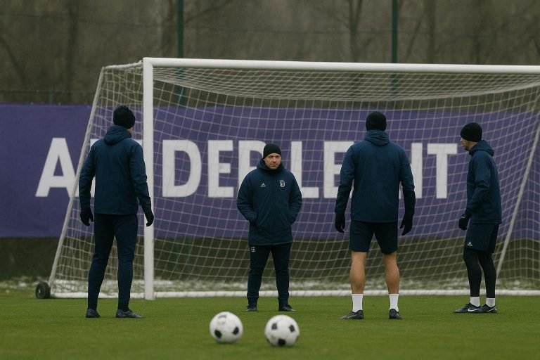 Algemeen beeld van Anderlecht tijdens een wintertraining op stage