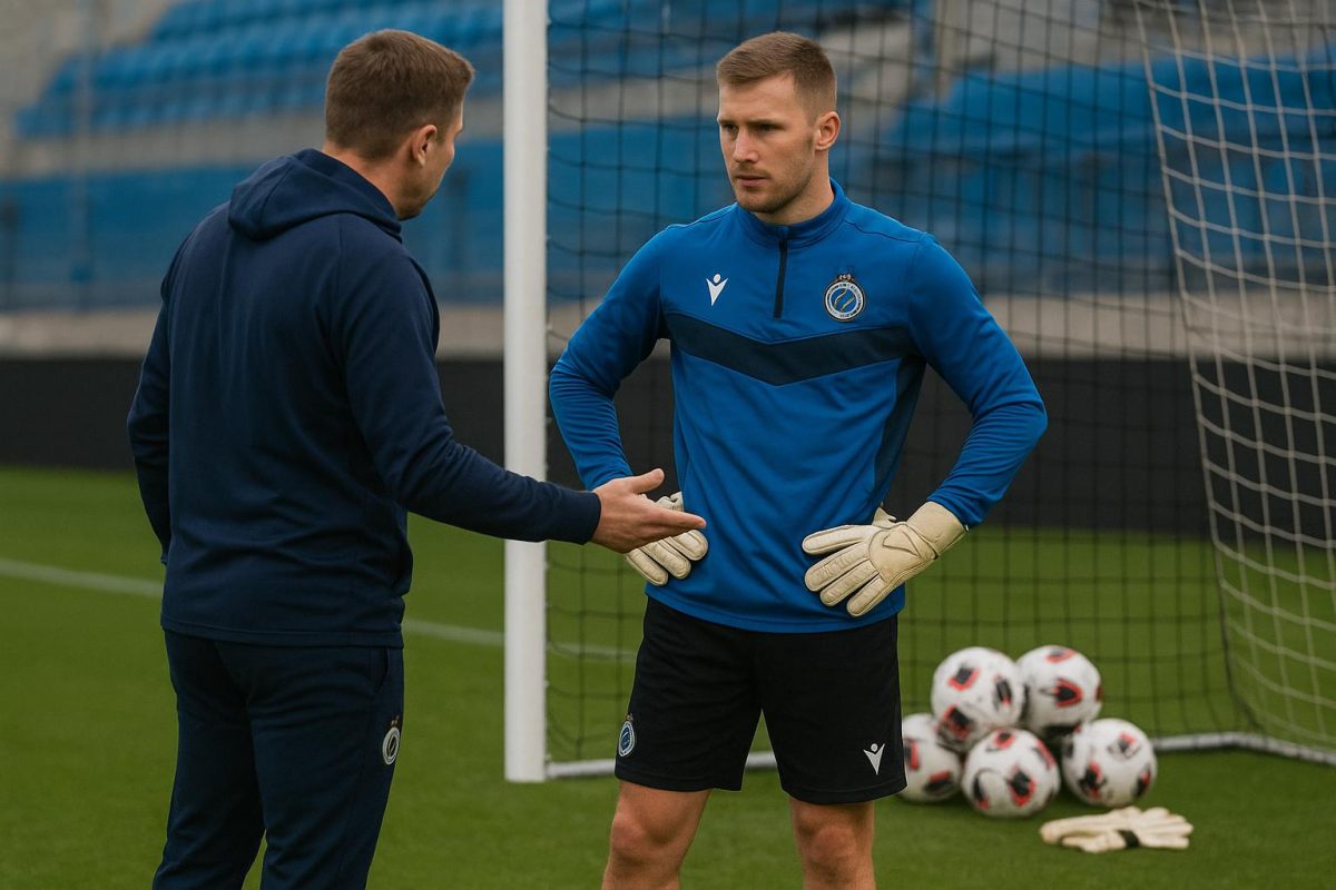 Keepers van Club Brugge tijdens een trainingsmoment in Jan Breydel