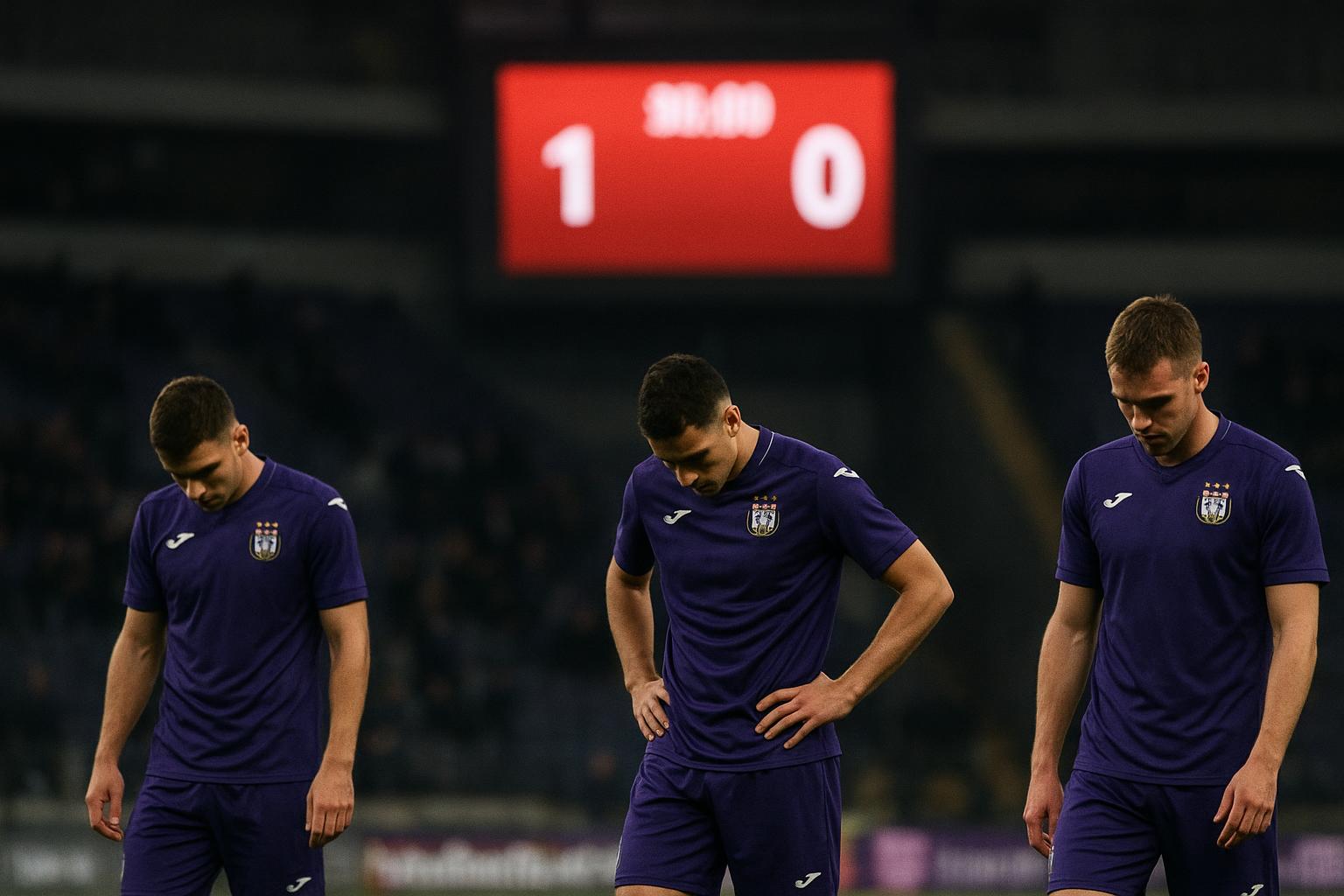 Teleurgestelde Anderlecht-spelers na de 4-2-nederlaag bij KAA Gent