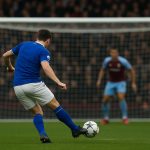 Spelmoment met Everton in een uitwedstrijd in de Premier League, met focus op de aanvaller die scoorde tegen Aston Villa.