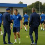 Nicky Hayen tijdens een trainingsmoment bij KRC Genk