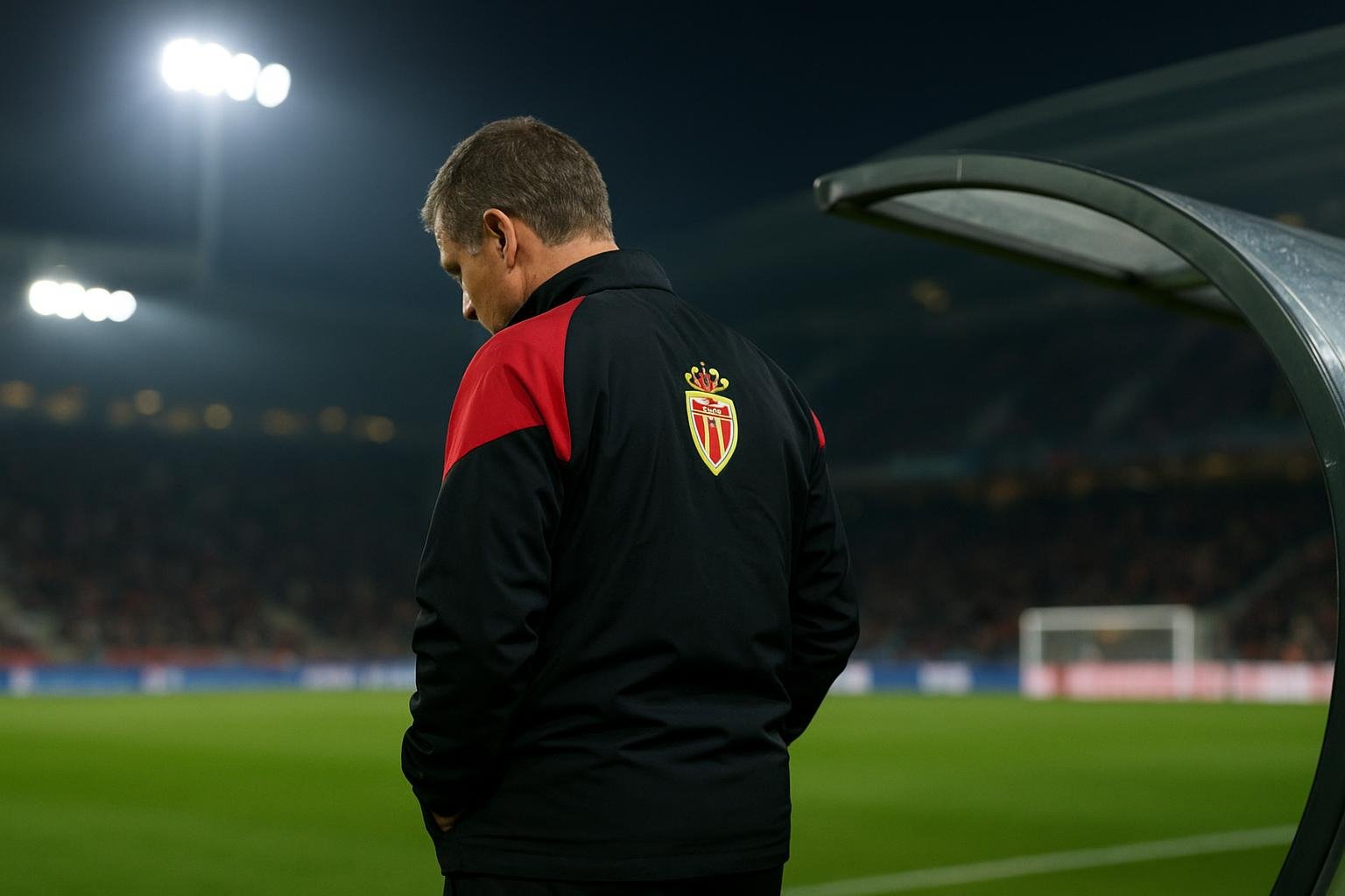 Sébastien Pocognoli bij AS Monaco tijdens een wedstrijdmoment langs de zijlijn