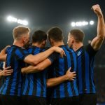 Spelers van Club Brugge vieren een doelpunt in een Europese wedstrijd