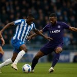 Spelmoment tijdens KAA Gent tegen RSC Anderlecht in het stadion