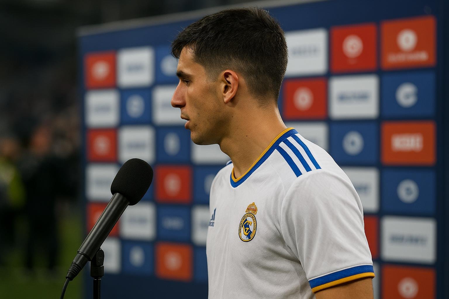 Dean Huijsen van Real Madrid in de mixed zone na een wedstrijd