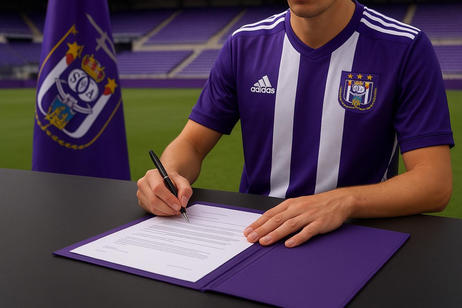 Marco Kana van RSC Anderlecht na zijn contractverlenging tot 2028