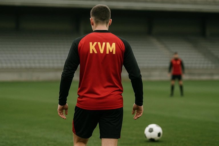 Lion Lauberbach van KV Mechelen tijdens een trainingsmoment